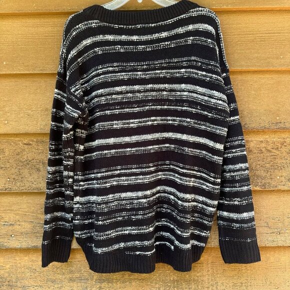 Calvin Klein Jeans Black Striped Knit Pullover Sweater Size XL - Picture 3 of 9